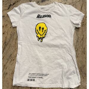 Reason Brand Japan Wave/Bird/Sun Graphic Tagless Cotton T Shirt White Medium